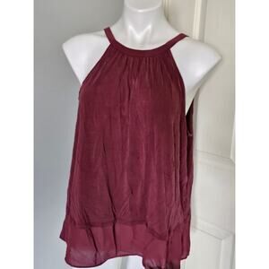 Loft Burgandy Sleeveless Blouse Size Large